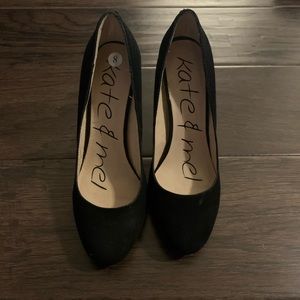 Kate and Me black suede heels